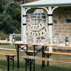 Crownos jute burlap material offers durable, reusable birthday decor.