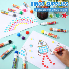 Crtiin bingo card decoration setup showing bold color dots for fun activities.