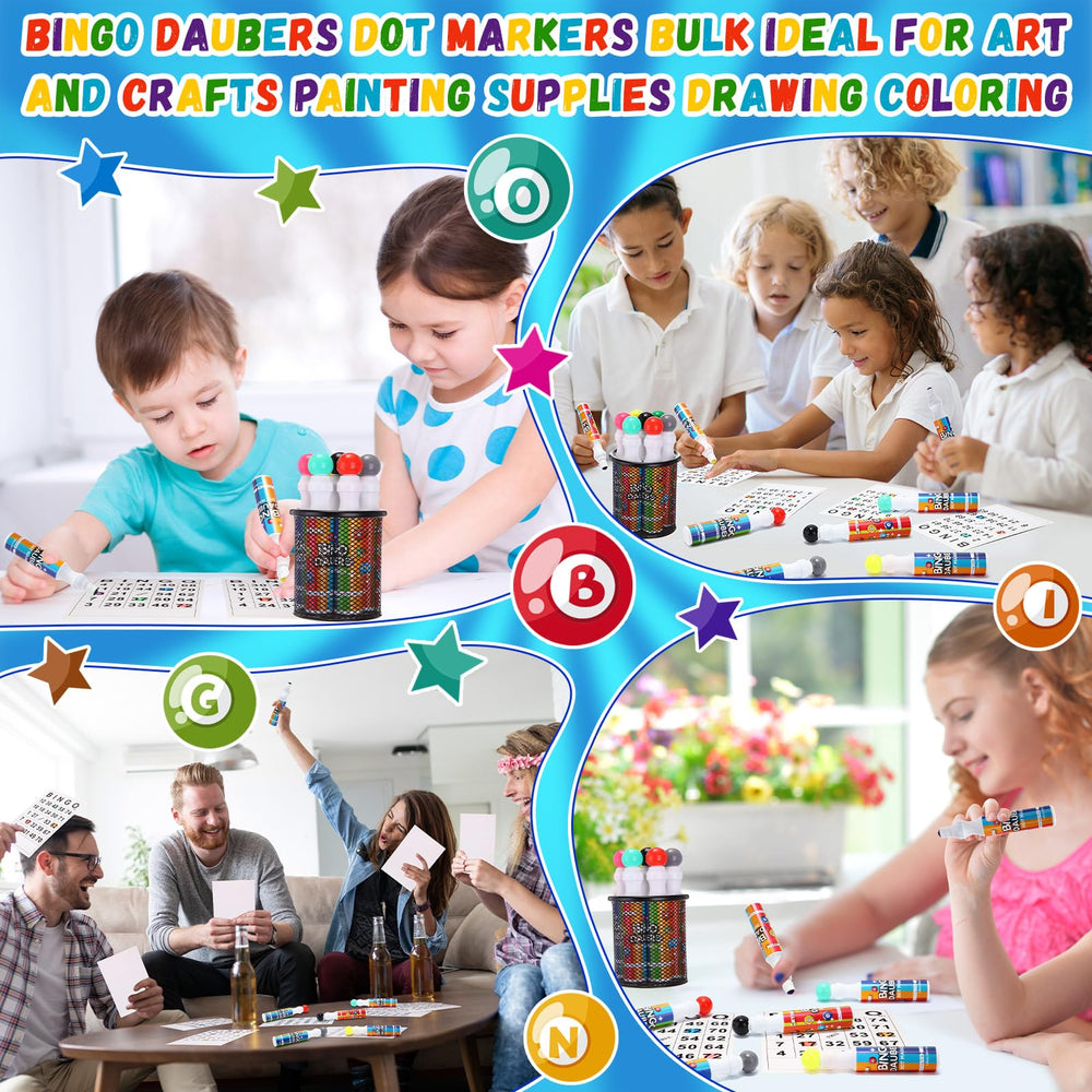 Crtiin bingo night markers decorate cards and classrooms for creative activities.