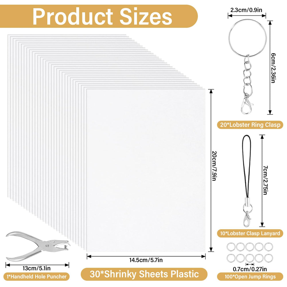 CRTWDMAN 30 shrink plastic sheets 7.9x5.7 inches ideal for vibrant kid-friendly designs.