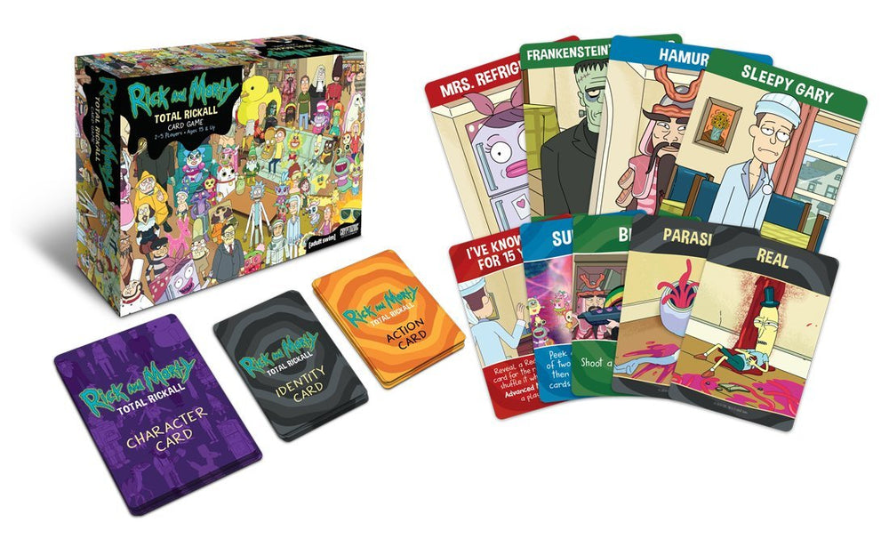Cryptozoic Entertainment Total Rickall game setup image promoting easy start and cooperative play