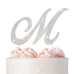 Crystal Creations Letter M cake topper close-up rhinestones add festive sparkle