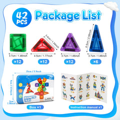 CS COSDDI colorful magnetic tiles with 12 squares and triangles inspire pattern recognition.
