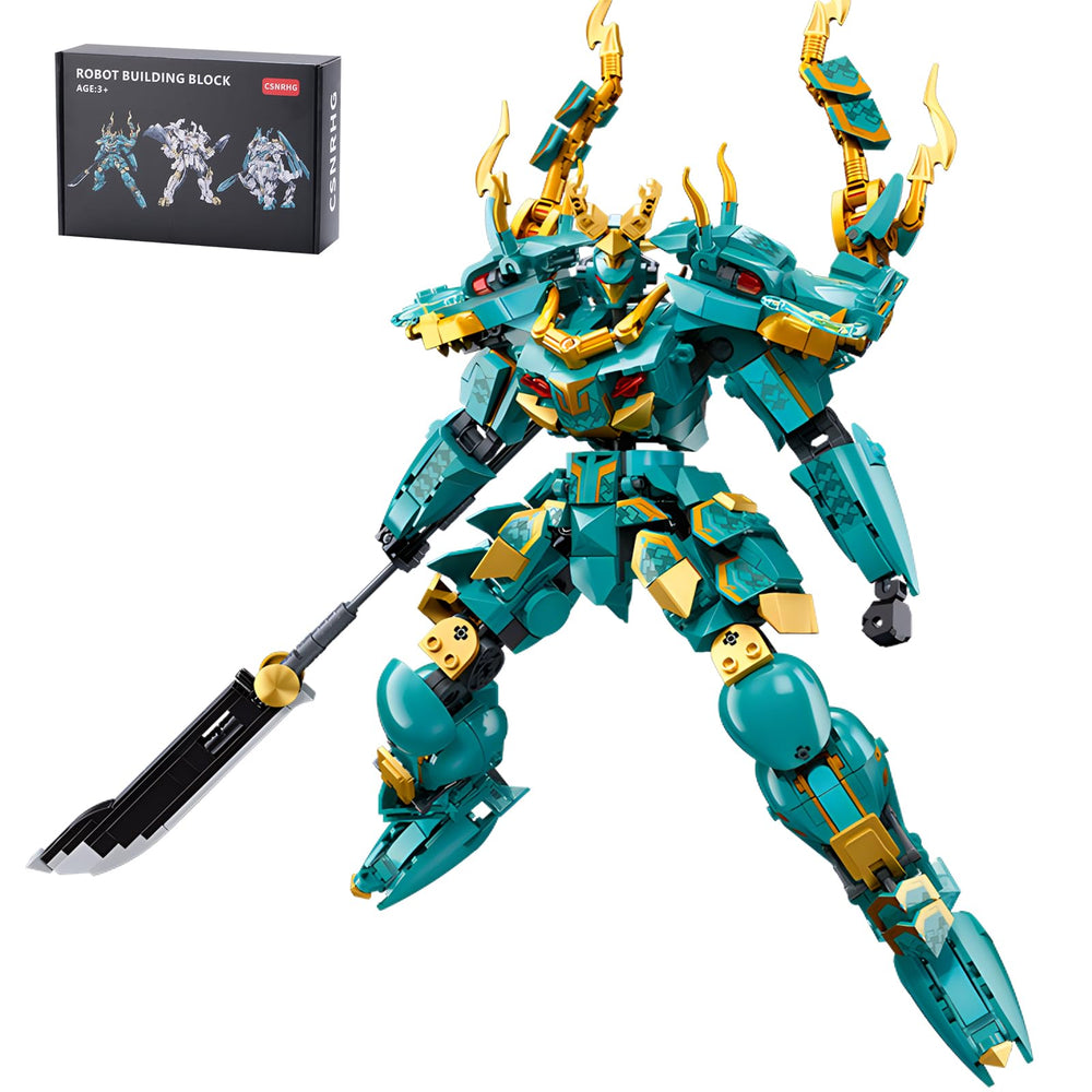 CSNRHG Green Dragon Samurai Mech assembly view supports imaginative play and fine motor skills