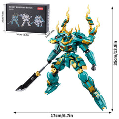 CSNRHG Green Dragon Samurai Mech assembly close-up highlighting design details
