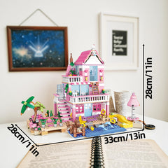 CSNRHG Pink Seaside Villa dock view with oceanfront setting for role-play.