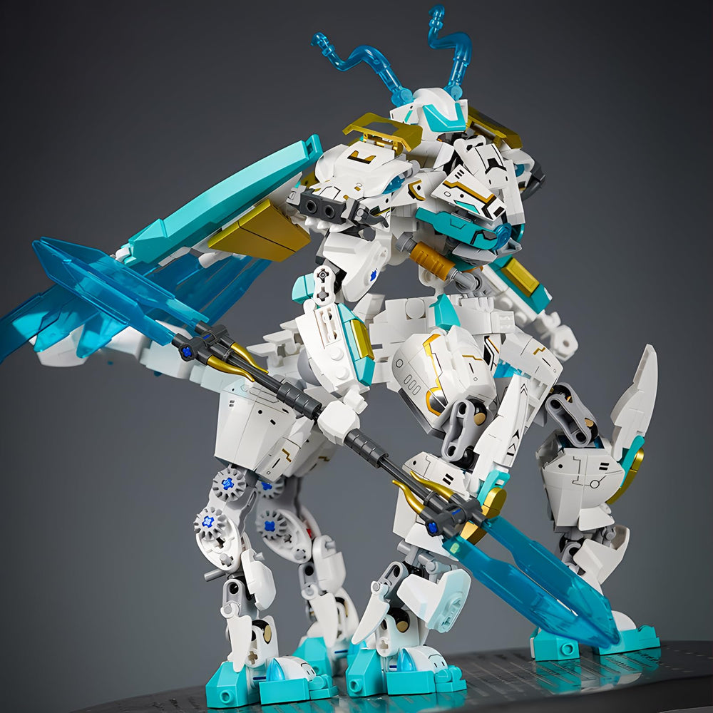 CSNRHG White Horse Dragon Samurai Mech side view, showcasing balanced design for collectors.