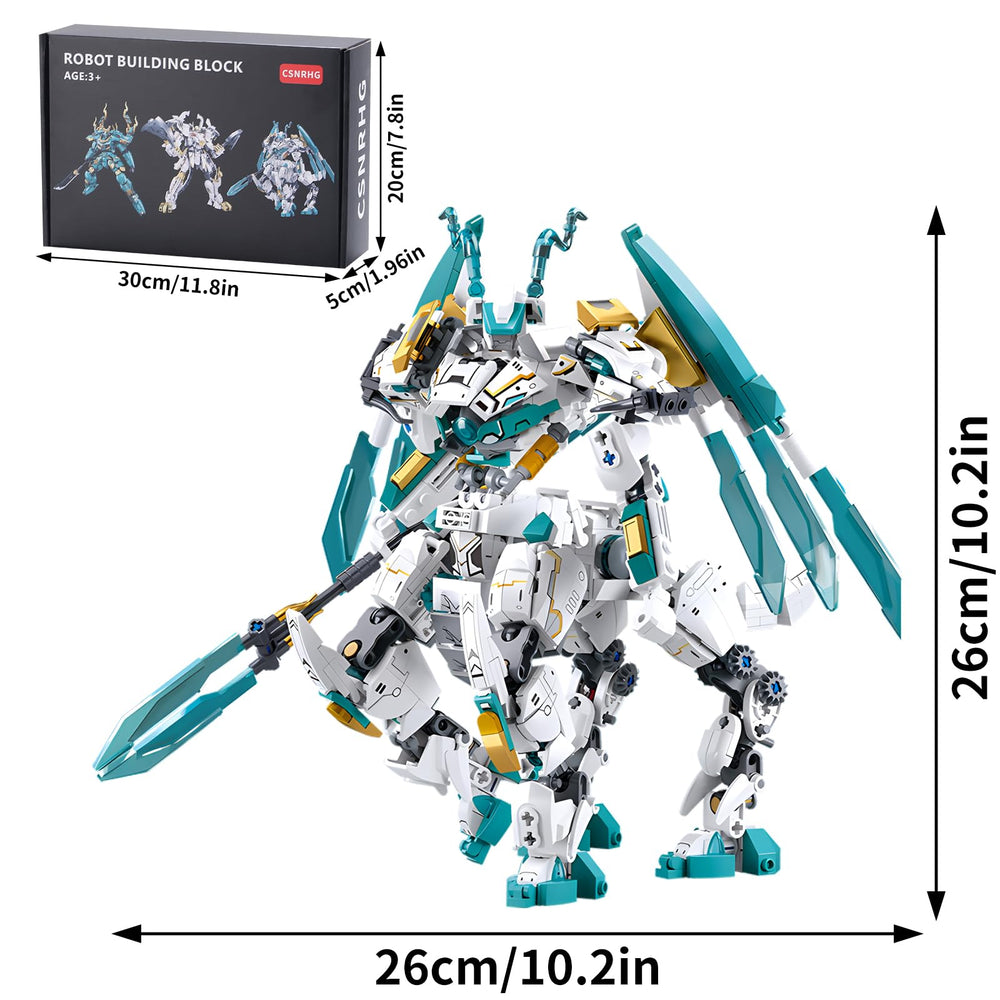 CSNRHG White Horse Dragon Samurai Mech rear view, demonstrating sturdy assembly and stability.
