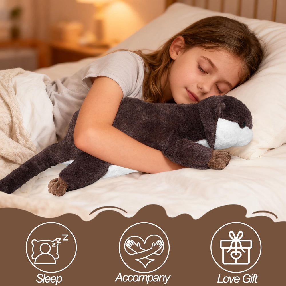 CSVBTRF soft brown-white plush otter offers cozy tactile comfort.