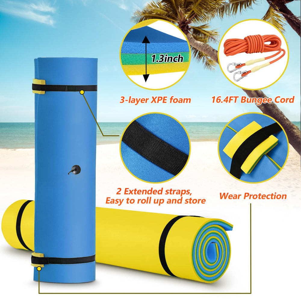 Bright safety color yellow-green-blue visible from shore