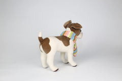 CU-MATE Jack Russell plush close-up showcasing craftsmanship and safe materials.
