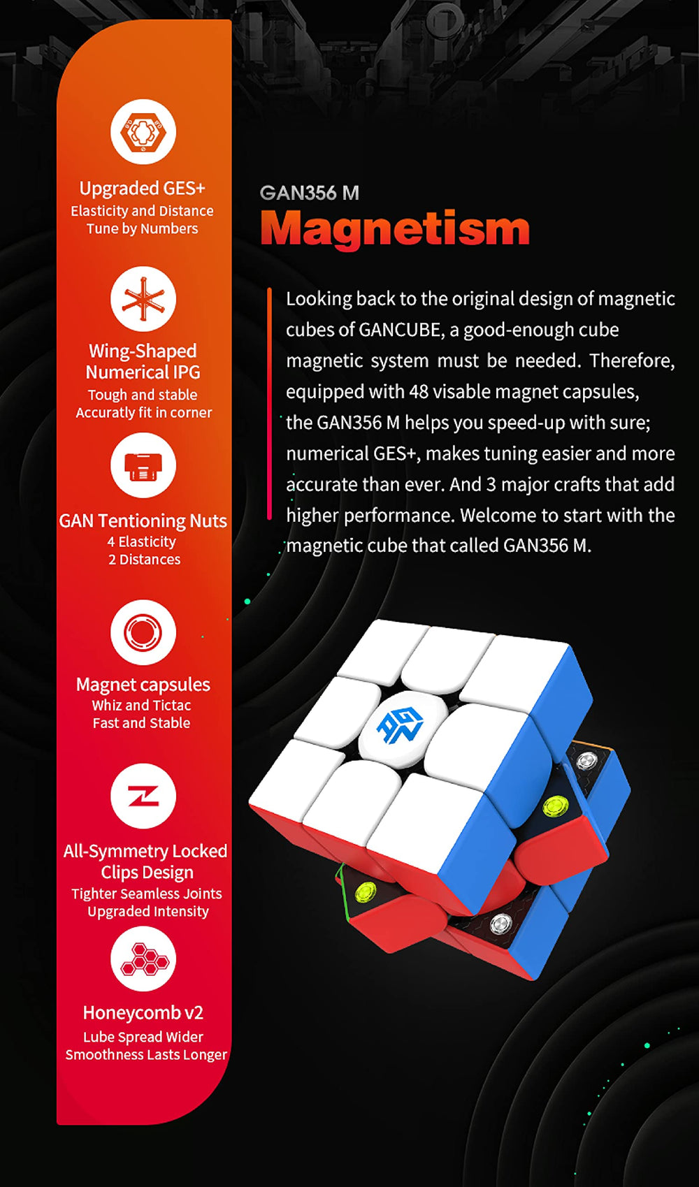 CuberShop GAN 356 M Lite lightweight core enables quicker layer rotations
