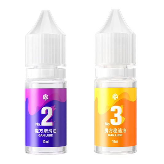 CuberShop GAN Lube set: V2 and V3 bottles side by side showing quick-acting options