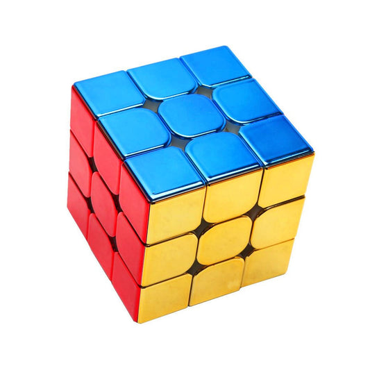 Cuberspeed Cyclone Boys Metallic 3x3 cube, front view, reflective finish for display