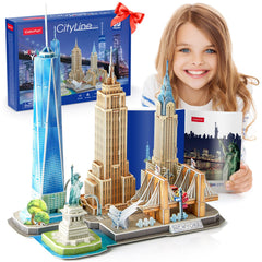 CubicFun NYC skyline Empire State Building puzzle for kids 8-12 with hands-on learning