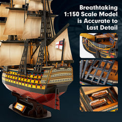 Cubifun HMS Victory materials include paper and EPS foam board for lightweight crafting.