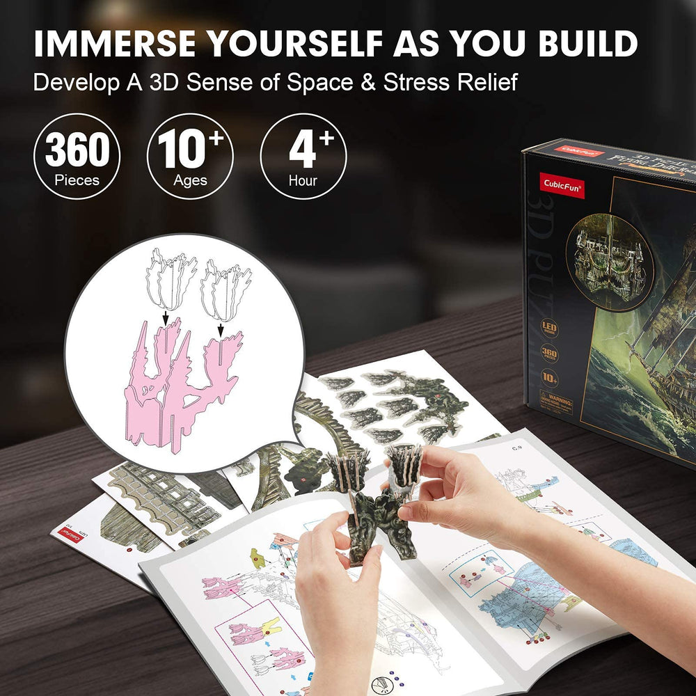 Cubifun puzzle pieces and instruction image shows setup resources