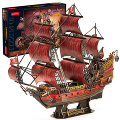 Cubifun Queen Anne's Revenge puzzle ship front view, ideal for display and history fans.