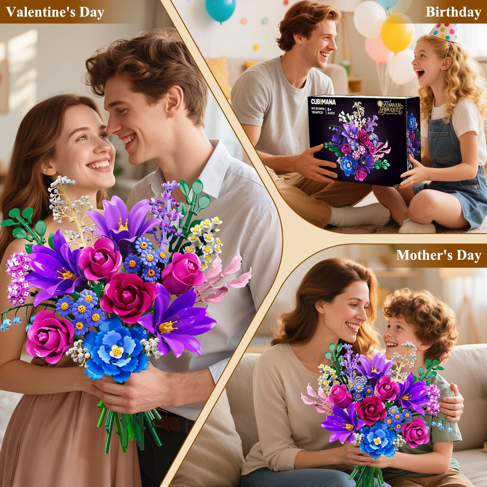Cubimana 1054-pcs building set for a satisfying flower-building project