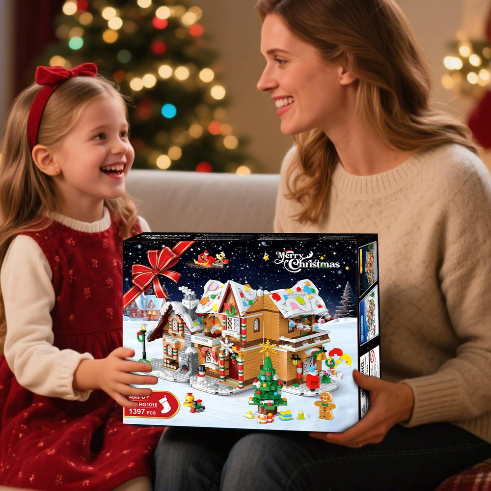 Gingerbread house warm light ambiance enhances holiday display