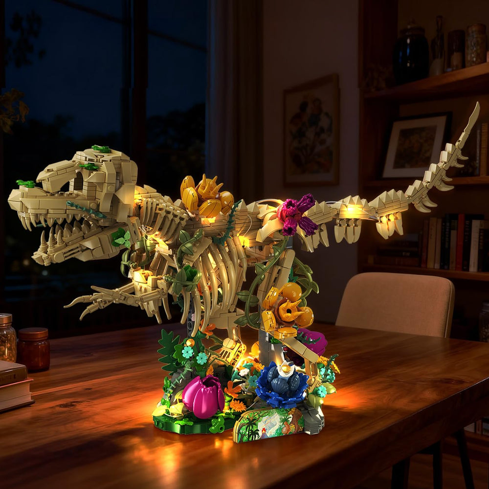 CUBIMANA light-up dinosaur skeleton night-display for an engaging centerpiece.