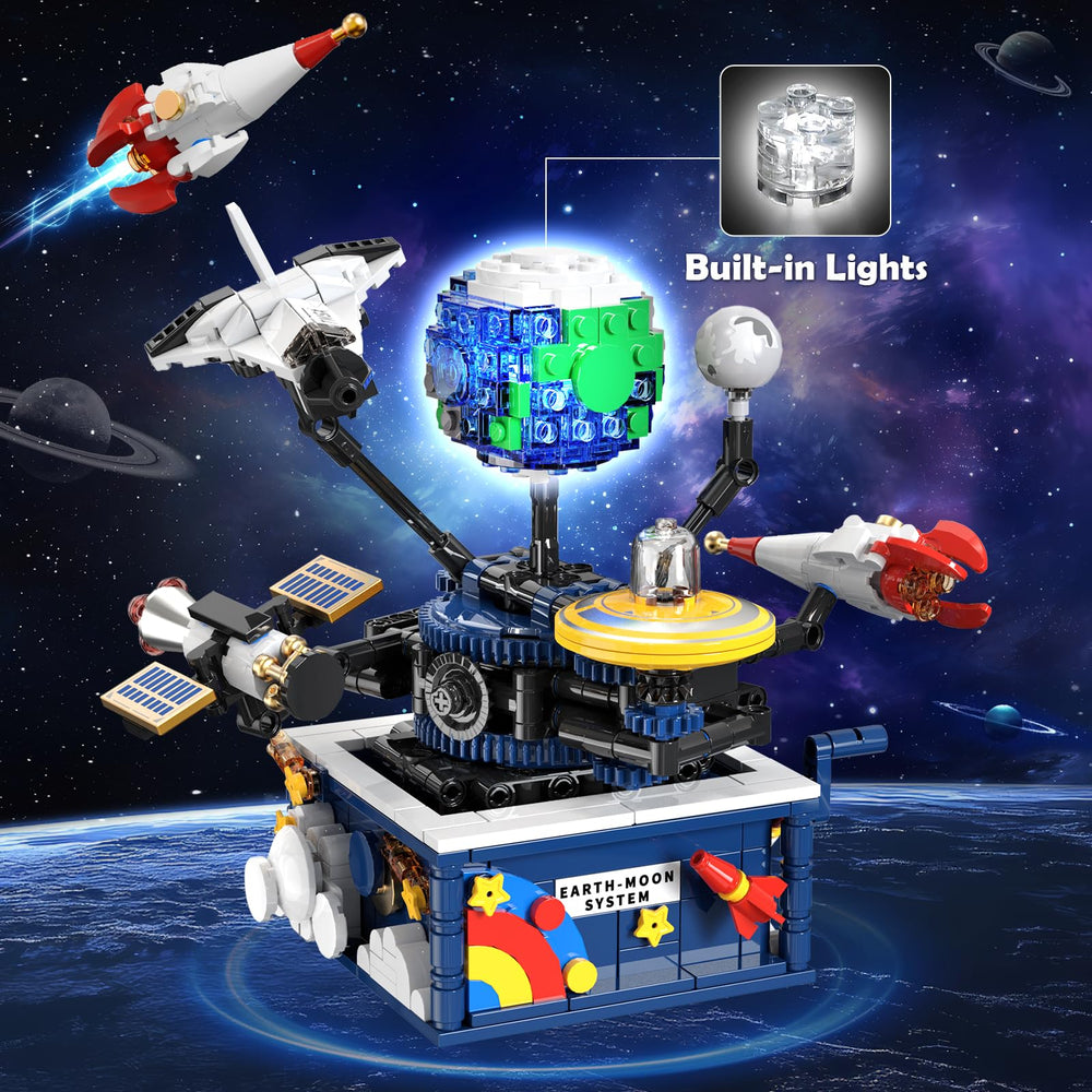 CUBIMANA Rocket-in-orbit display shows a dynamic space scene for learning.