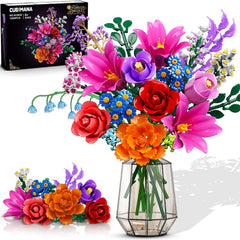 CUBIMANA valentines bouquet building set with LED creates a vivid, long-lasting centerpiece.