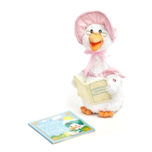 Cuddle Barn Mother Goose Read-Along pink plush with moving beakβengages toddlers