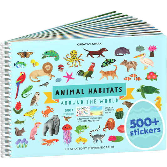 Cupkin Animals Habitat sticker book cover with bright wildlife art for travel entertainment