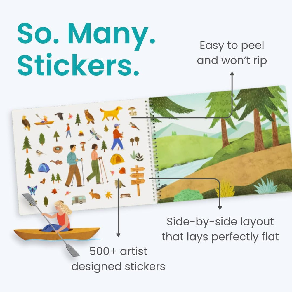 Cupkin Camping Sticker Book: canoes scene invites pretend boating and exploration