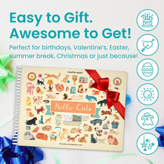 Cupkin Hello Cats gift idea, a bright activity book for kids.
