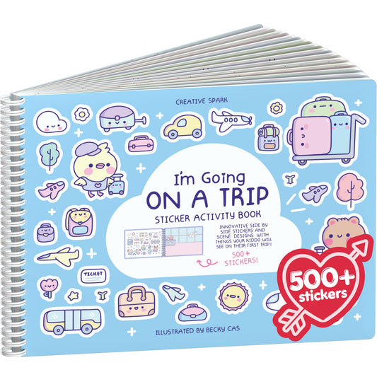 Cupkin My First Trip sticker book with side-by-side stickers for easy travel activities.