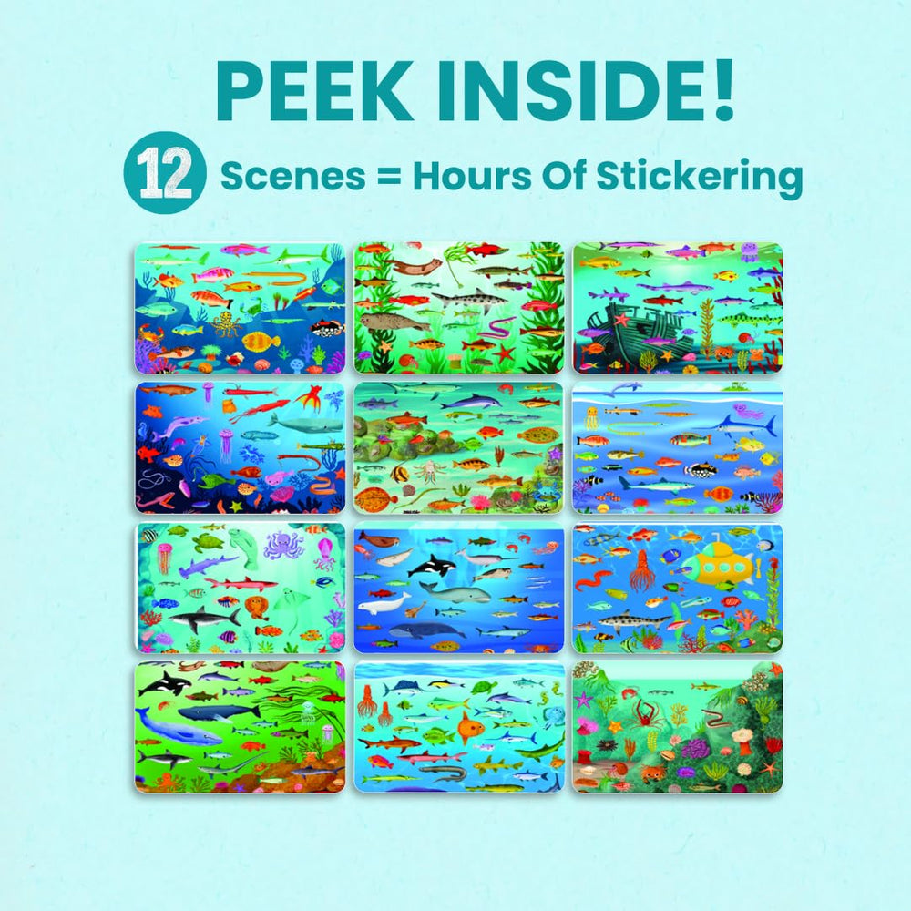 Cupkin Ocean 500+ sticker book scene-4—coloring pages boost color recognition and focus.