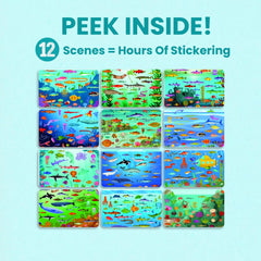 Cupkin Ocean 500+ sticker book scene-4—coloring pages boost color recognition and focus.