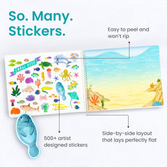 Cupkin ocean-scene sticker page for engaging, screen-free travel activities
