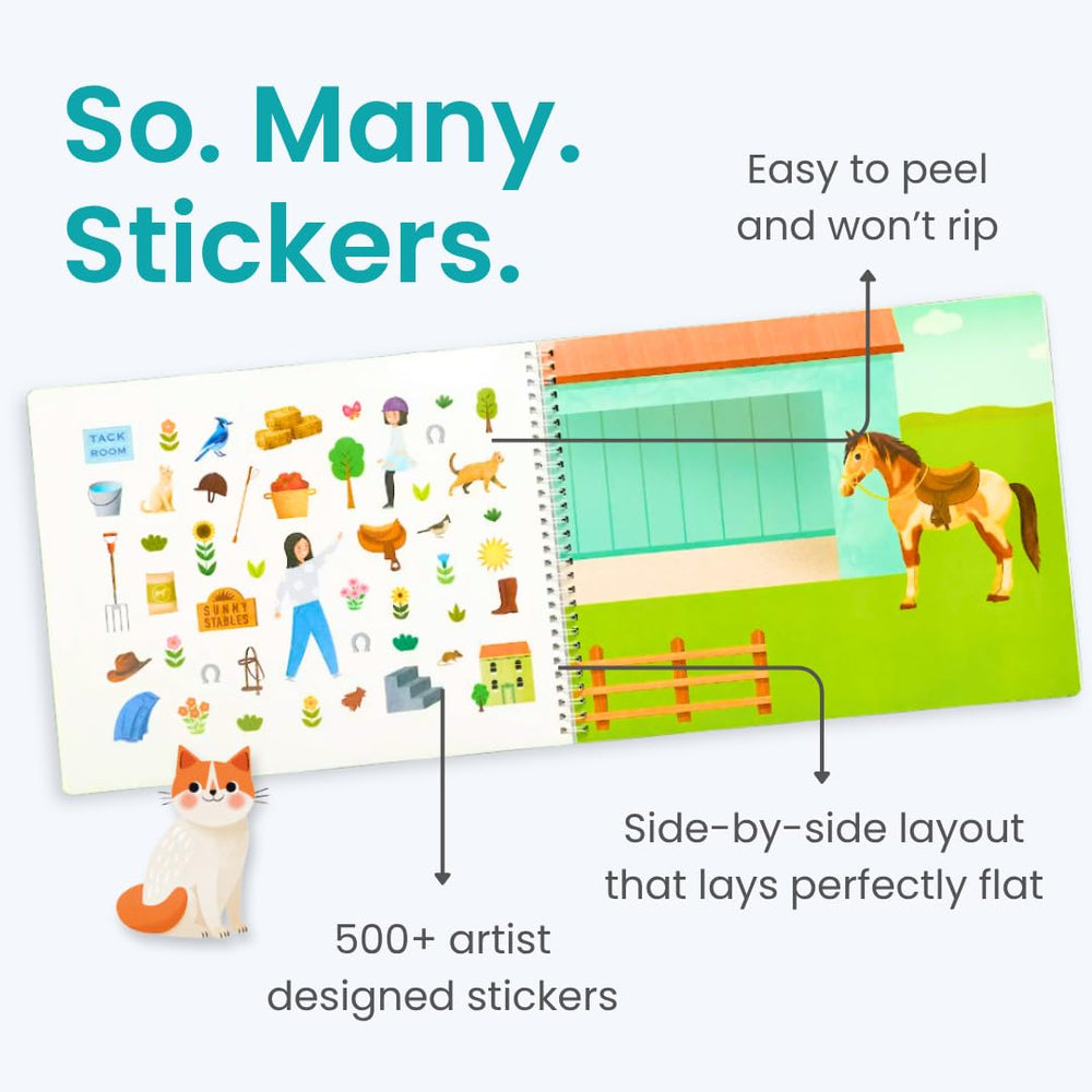 Cupkin Pet Animals scene 1: kids place stickers to spark creativity on trips
