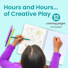 Cupkin spiral-binding keeps pages flat for lap or table coloring.