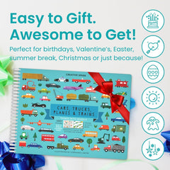 Cupkin travel activity book on table supports screen-free play