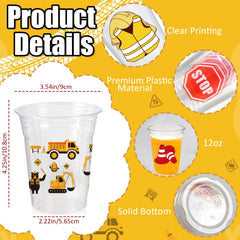 CUPLOOV 12oz construction cup with safety helmet design, sturdy for cold beverages