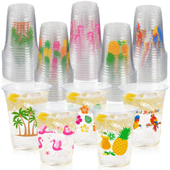 CUPLOOV luau cups with hibiscus design for tropical celebrations