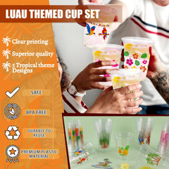 CUPLOOV luau cups with palm trees for outdoor entertaining