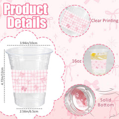 CUPLOOV pink bow cup pink background bow design for coquette birthday decor.