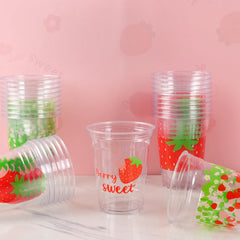 CUPLOOV strawberry cups 12 oz for first birthdays, easy cleanup after celebrations.
