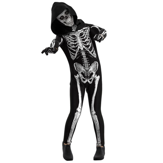 Cupohus skeleton jumpsuit front view for Halloween party use