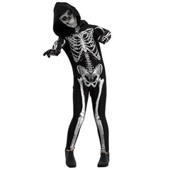Cupohus skeleton jumpsuit front view for Halloween party use