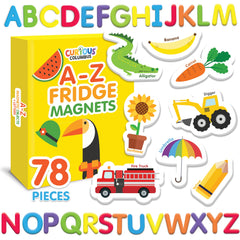 Curious Columbus magnets: objects and letters for fridge word play