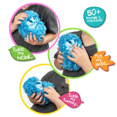 Curlimals Blue the Badger in action, responsive plush that responds to touch for interactive play.