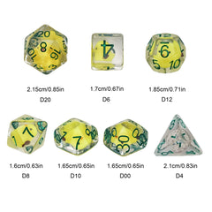 Cusdie 7-Die DND dice set, D12 yellow chicken, durable resin for long campaigns