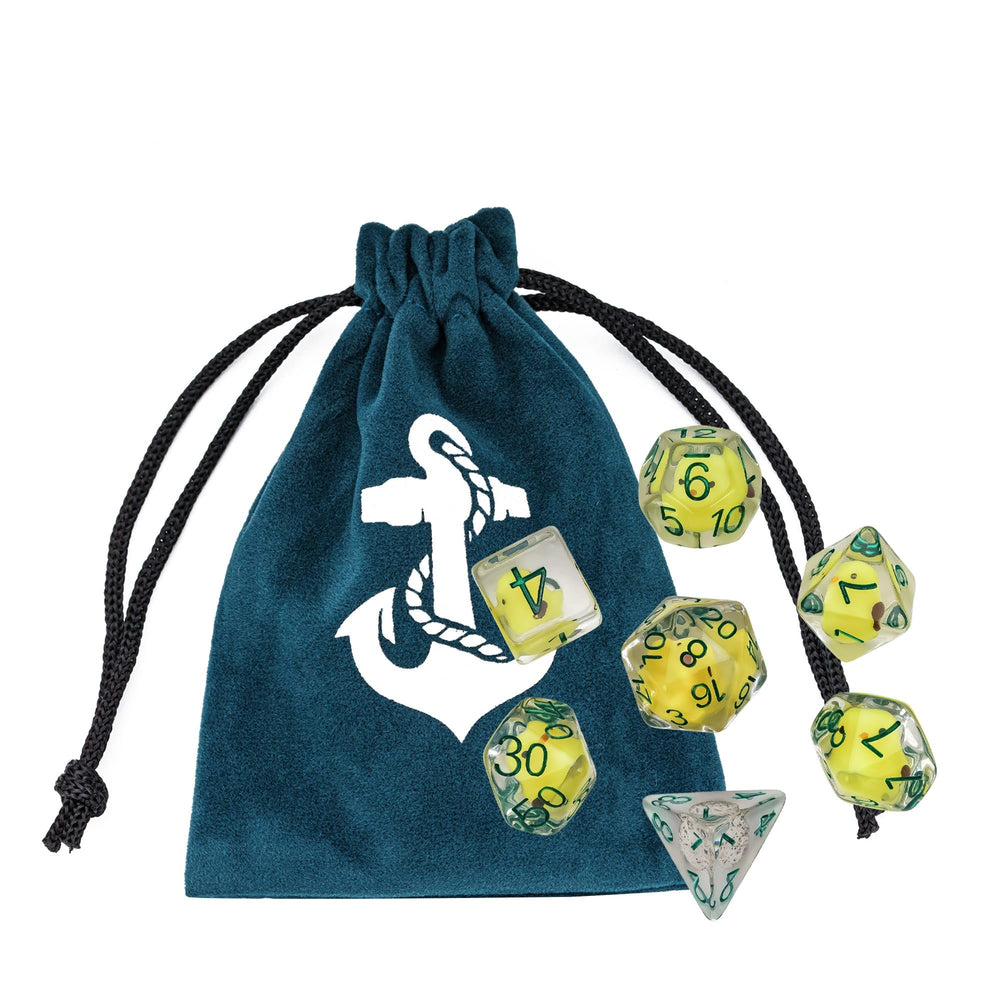 Cusdie 7-Die DND dice set, D20 yellow chicken, smooth rolls and satisfying feel