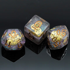 Cusdie DND dice gear-detail closeup showing intricate gears